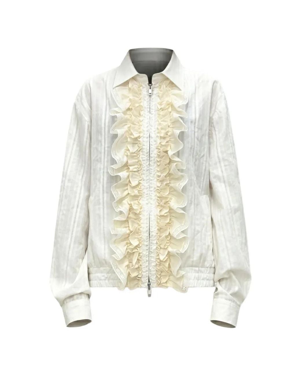 EPINGLER White Ruffled-Trim Striped Jacket