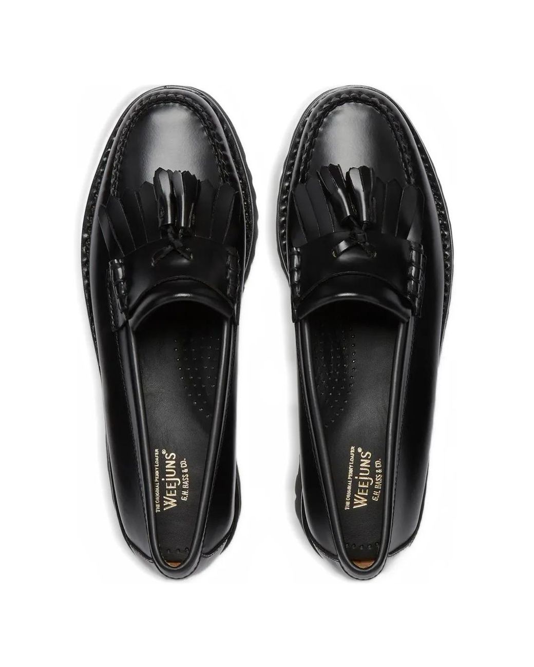 G.H.BASS Black Weejuns 90S Esther Kiltie Tassel Loafers