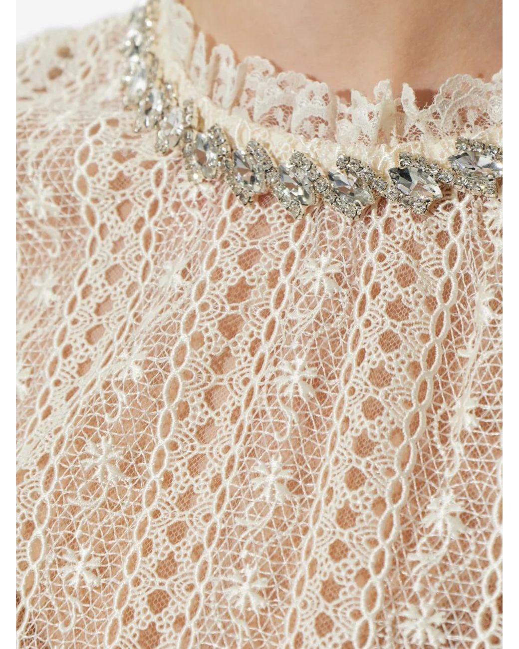 Self-Portrait Natural Lace Embellished Maxi Dress