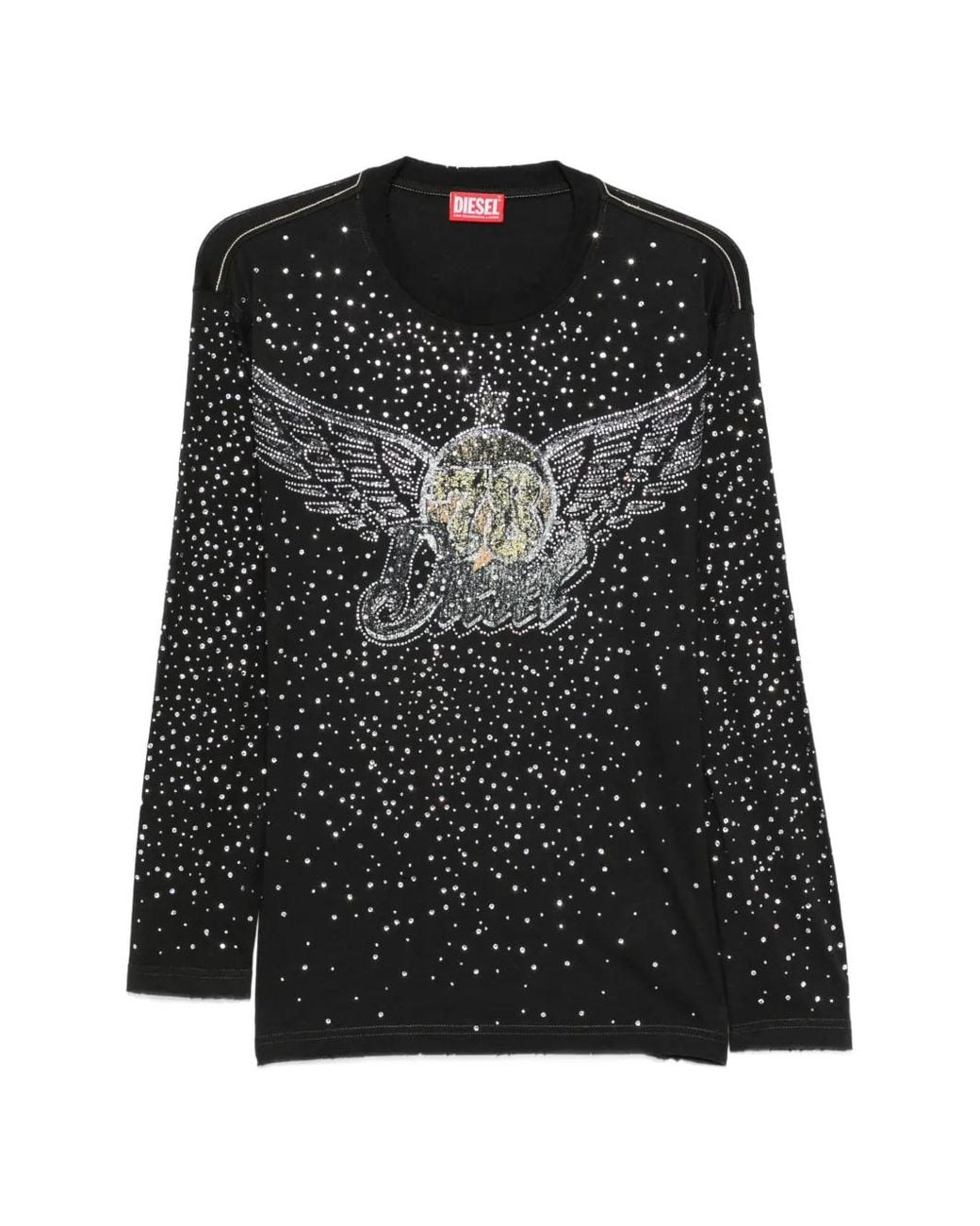 DIESEL Black T-Shirt À Ornements Strassés
