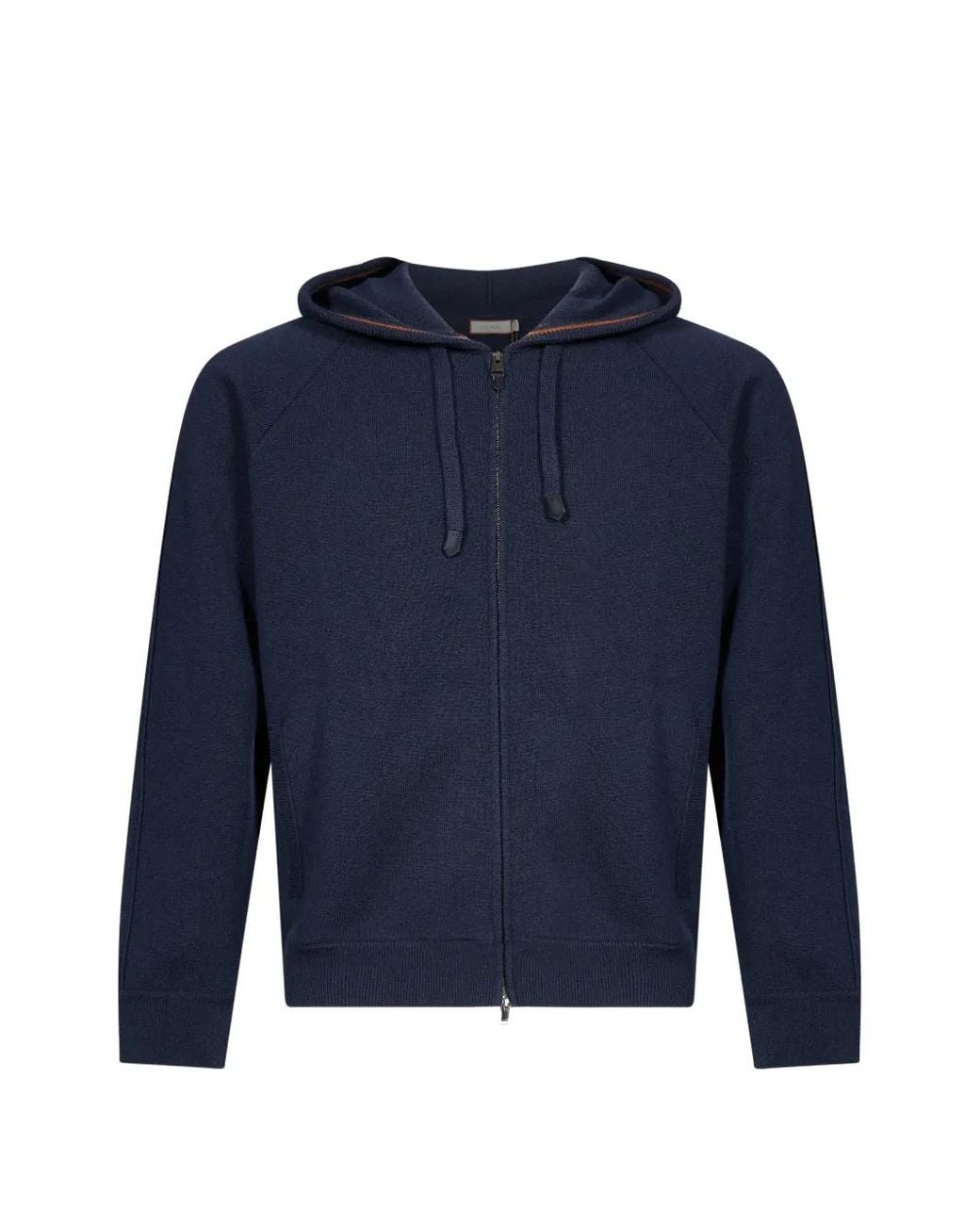 Canali Blue Zip-Up Raglan-Sleeve Hoodie for men