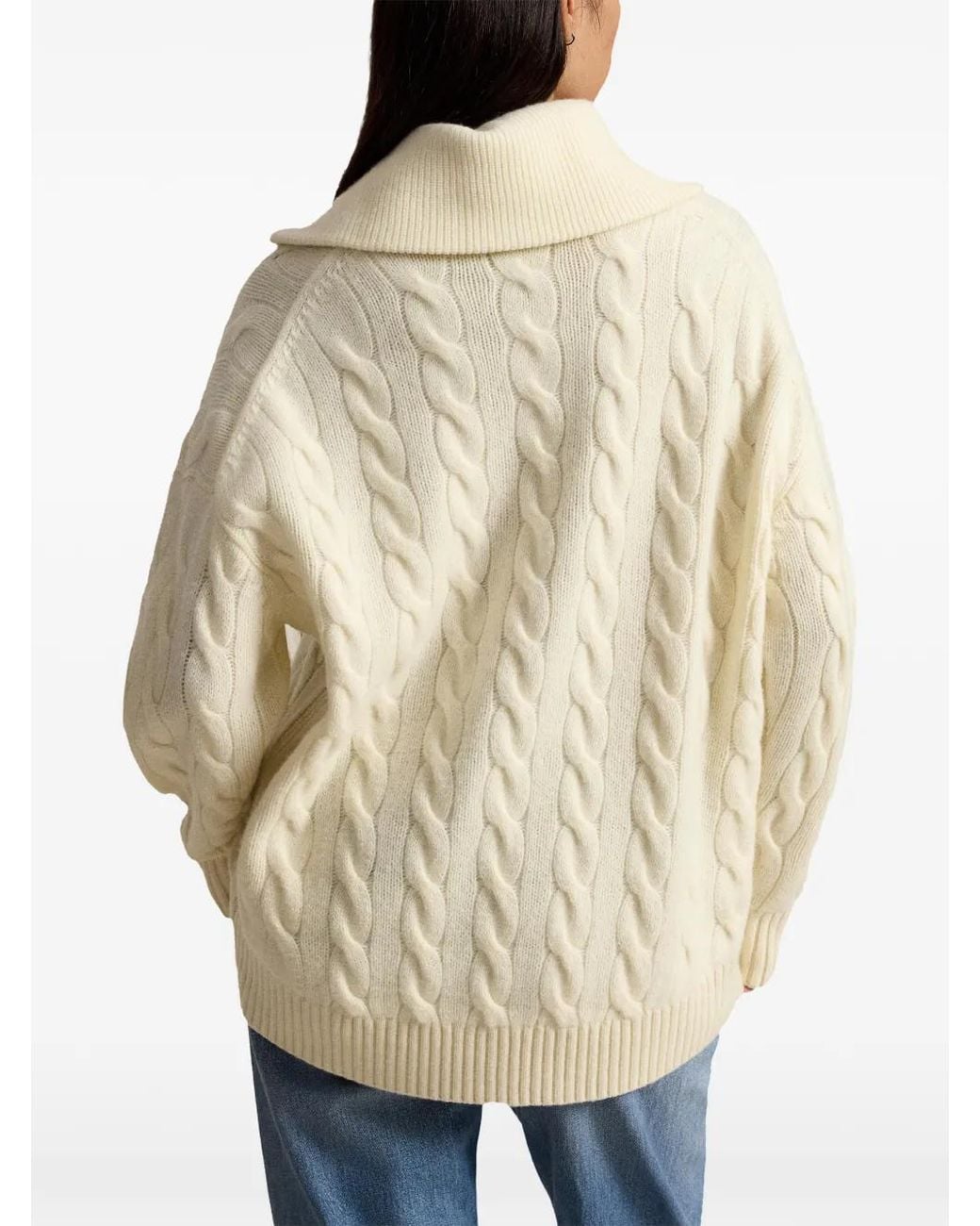 Polo Ralph Lauren White Cable-Knit Collar Sweater