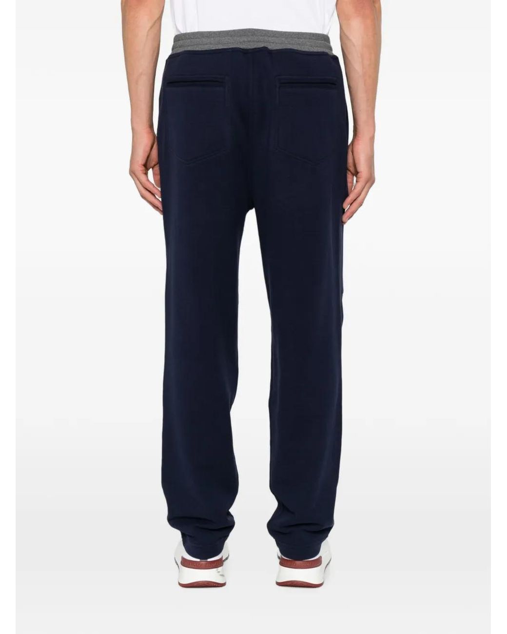 Brunello Cucinelli Blue Cotton Blend Sweatpants for men