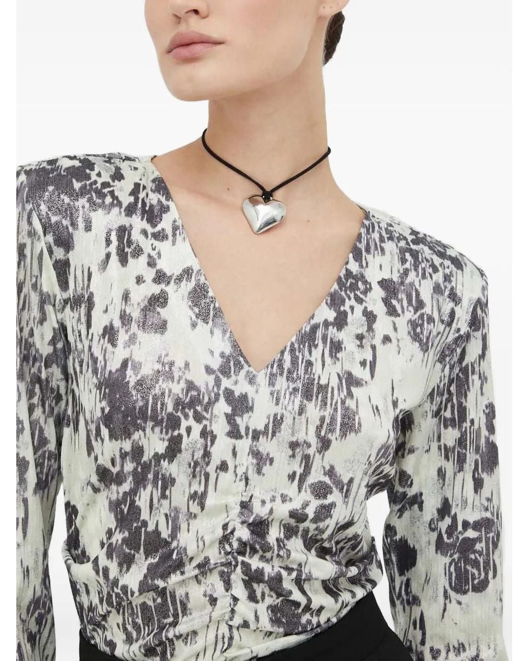Day Birger et Mikkelsen Gray Long-Sleeve V-Neck Blouse