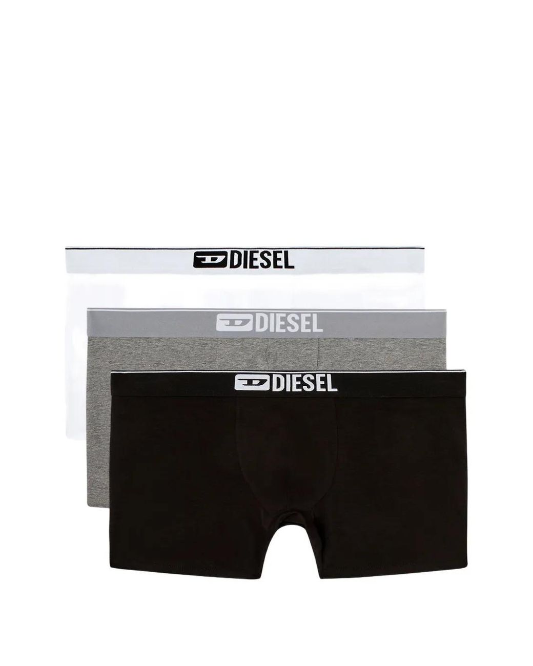 DIESEL Gray Three-Pack Stretch Cotton Boxer Briefs for men
