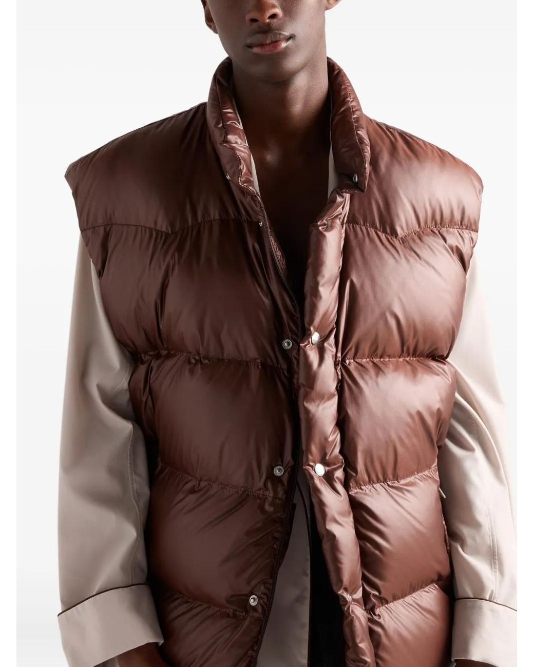 Prada Brown Re-Nylon Down Vest for men
