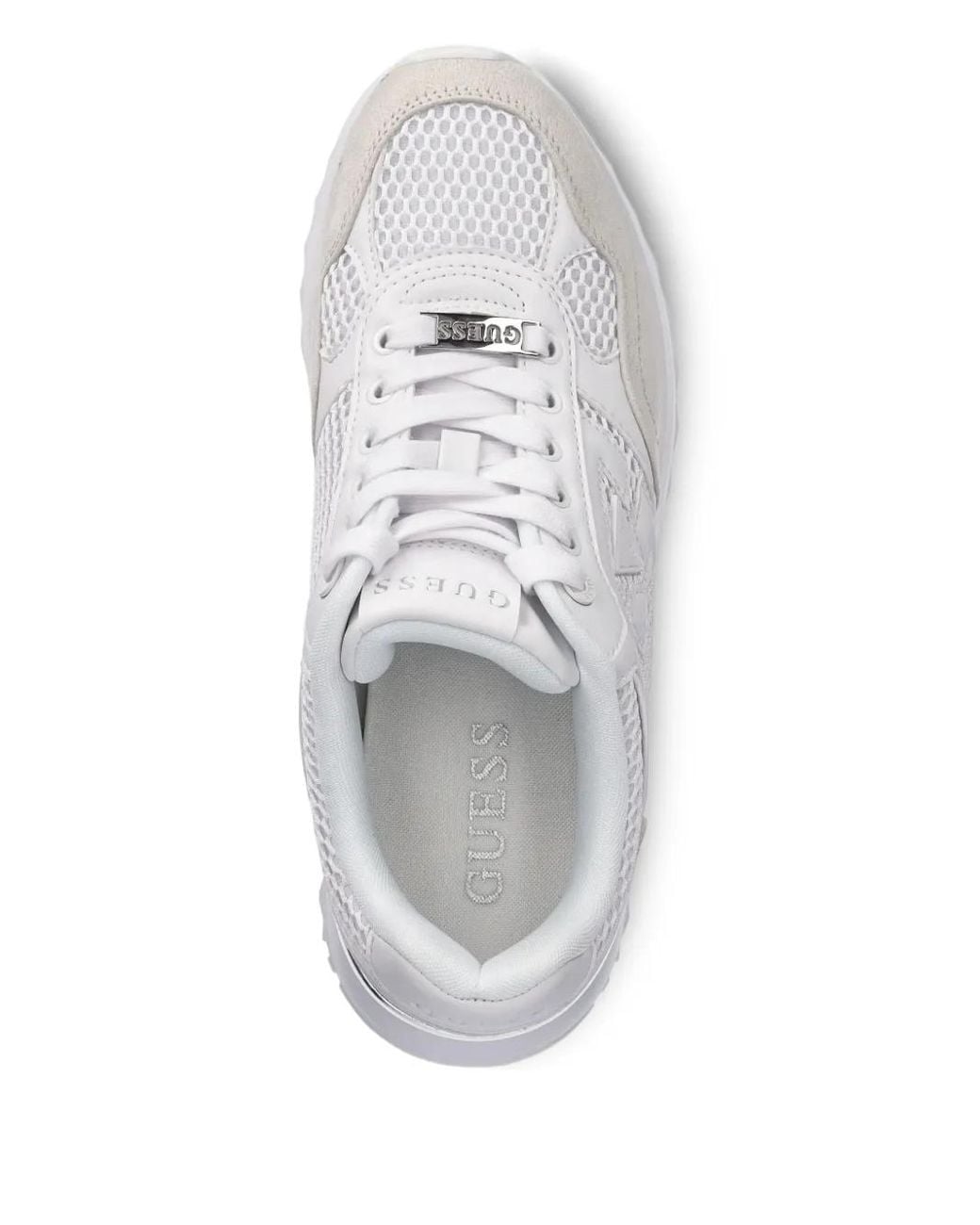Guess White Mesh-Panelled Platform Sneakers