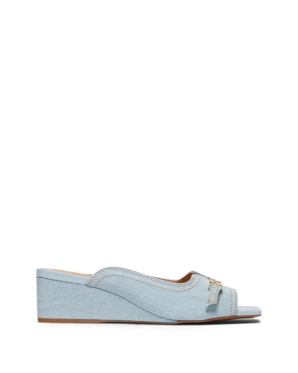 Ganni White Buckle-Detail Wedge Sandals