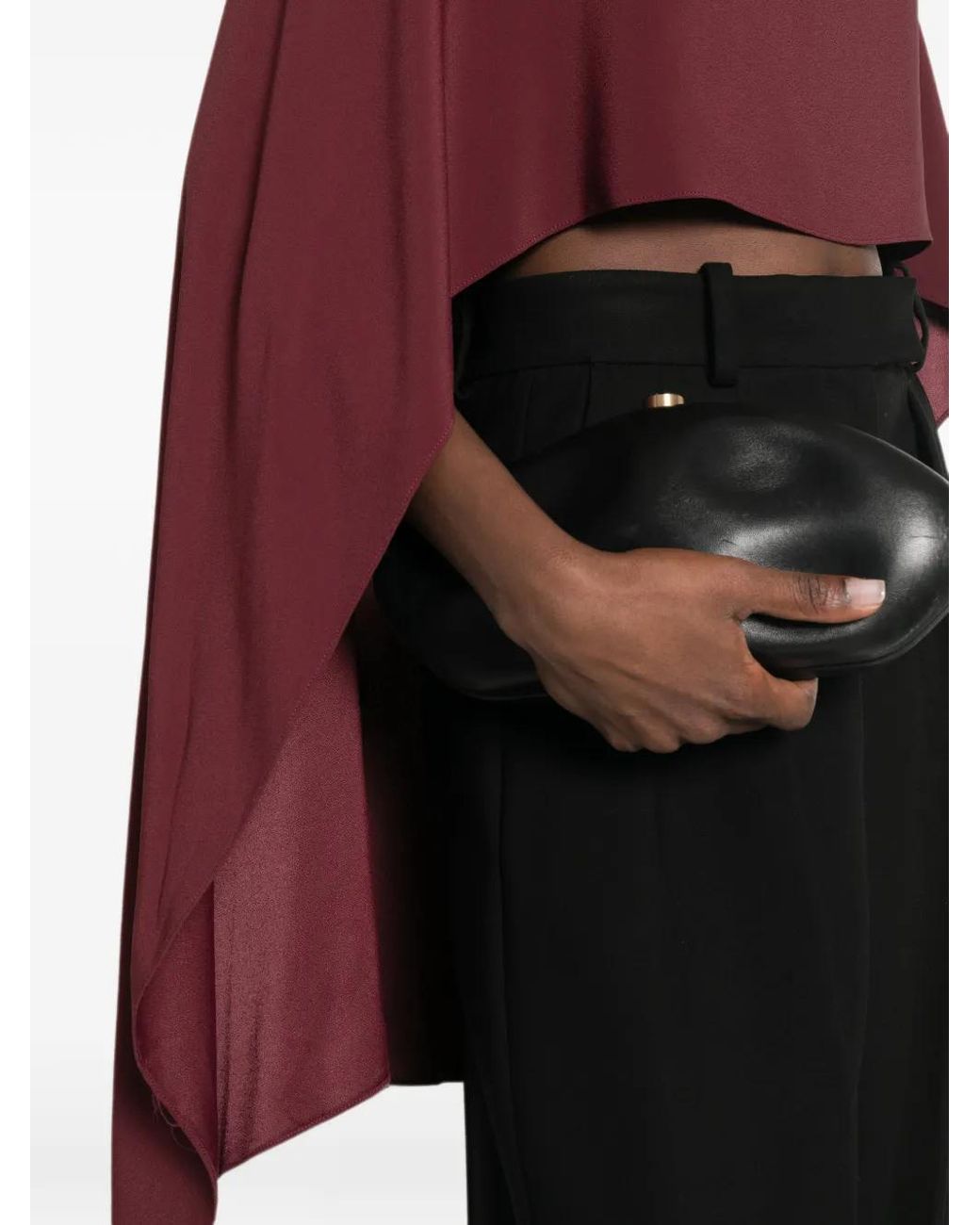 Alberta Ferretti Red Draped Asymmetric Cape