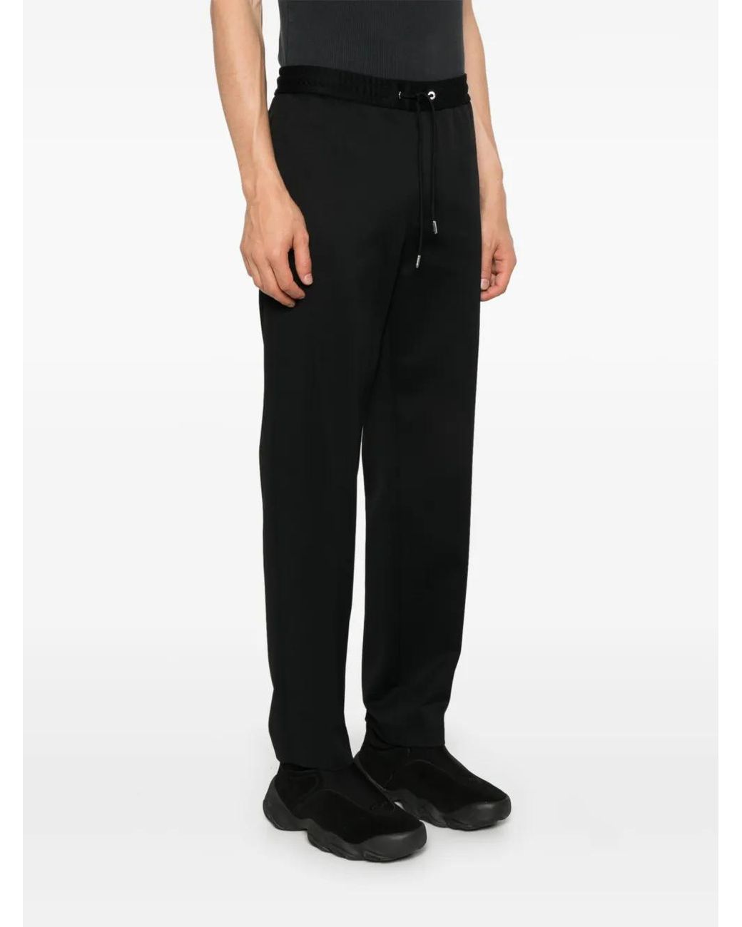 Moncler Black Logo-Patch Drawstring Trousers for men