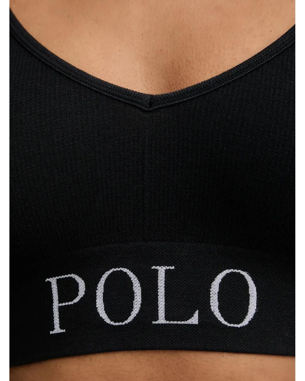 Polo Ralph Lauren Black Logo-Underband Ribbed Bra