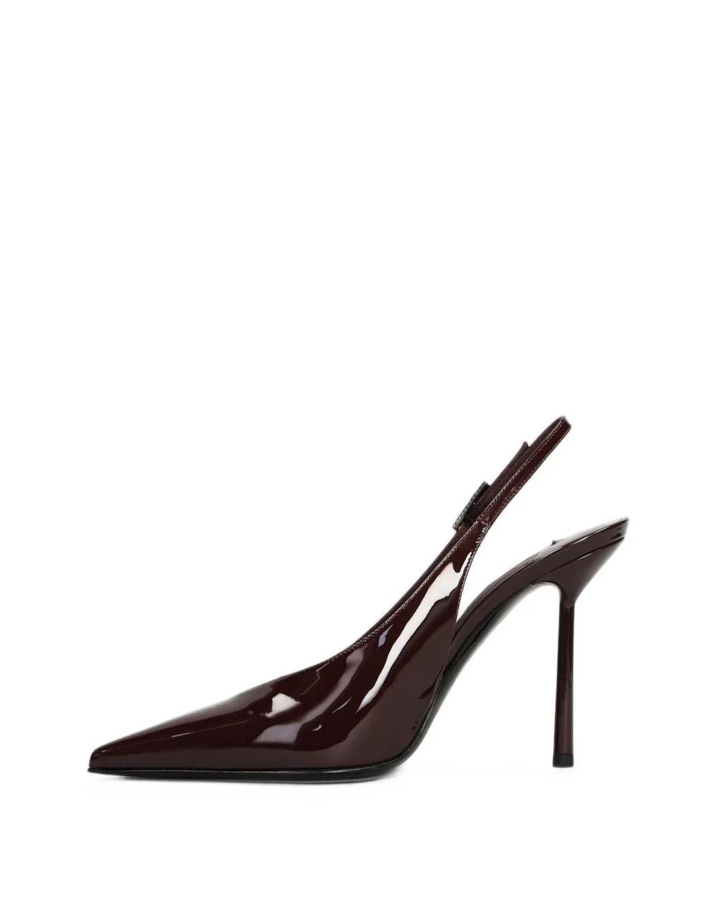 Le Silla Brown Clivage Patent-Finish Crystal-Embellished Slingback Pumps