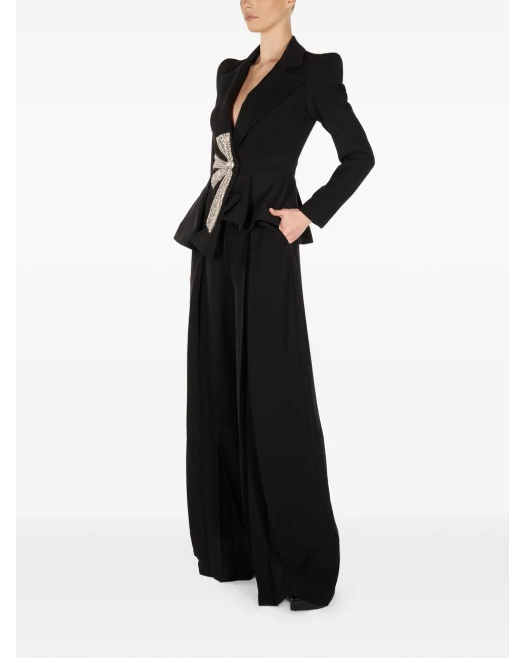 ARAFTU Black Bow Peplum All