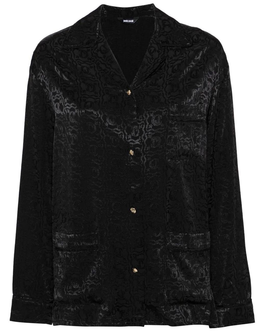 Just Cavalli Black Logo-Jacquard Shirt