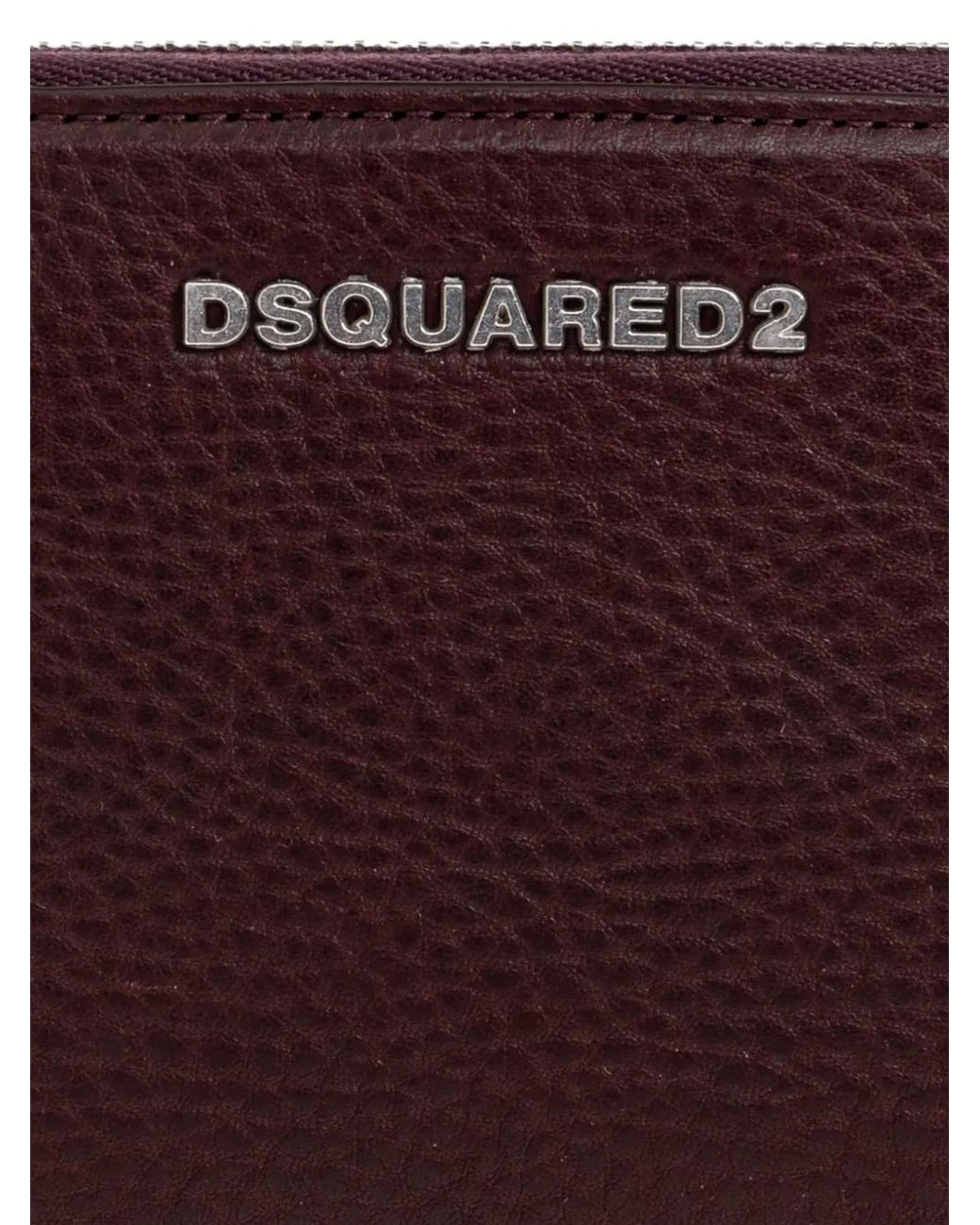 DSquared² Purple Logo-Plaque Pebbled-Leather Wallet