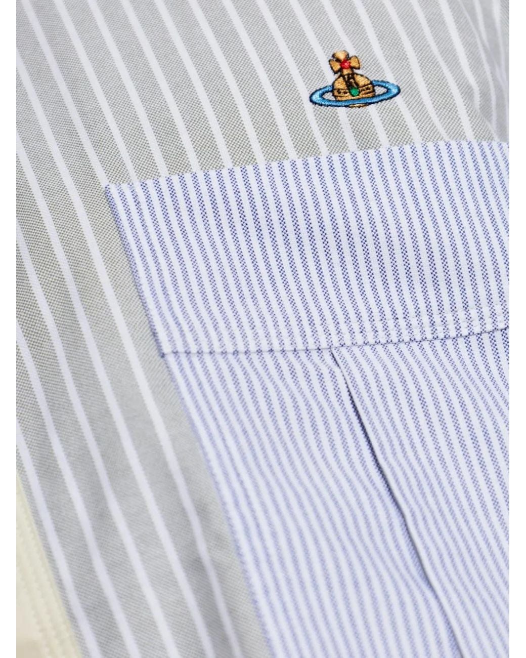 Vivienne Westwood White Striped Short-Sleeve Shirt for men