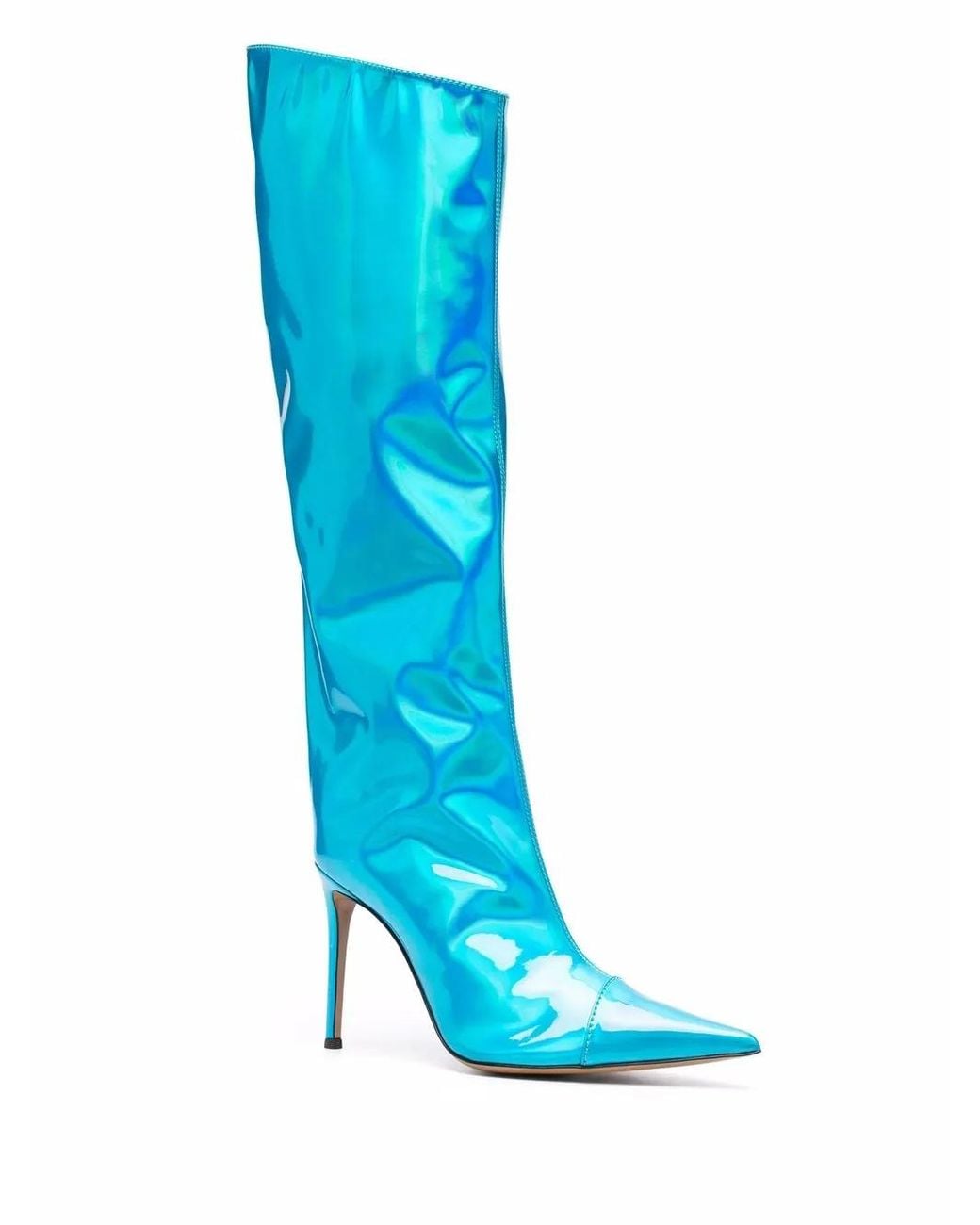 Alexandre Vauthier Blue Metallic Pointed-Toe Boots