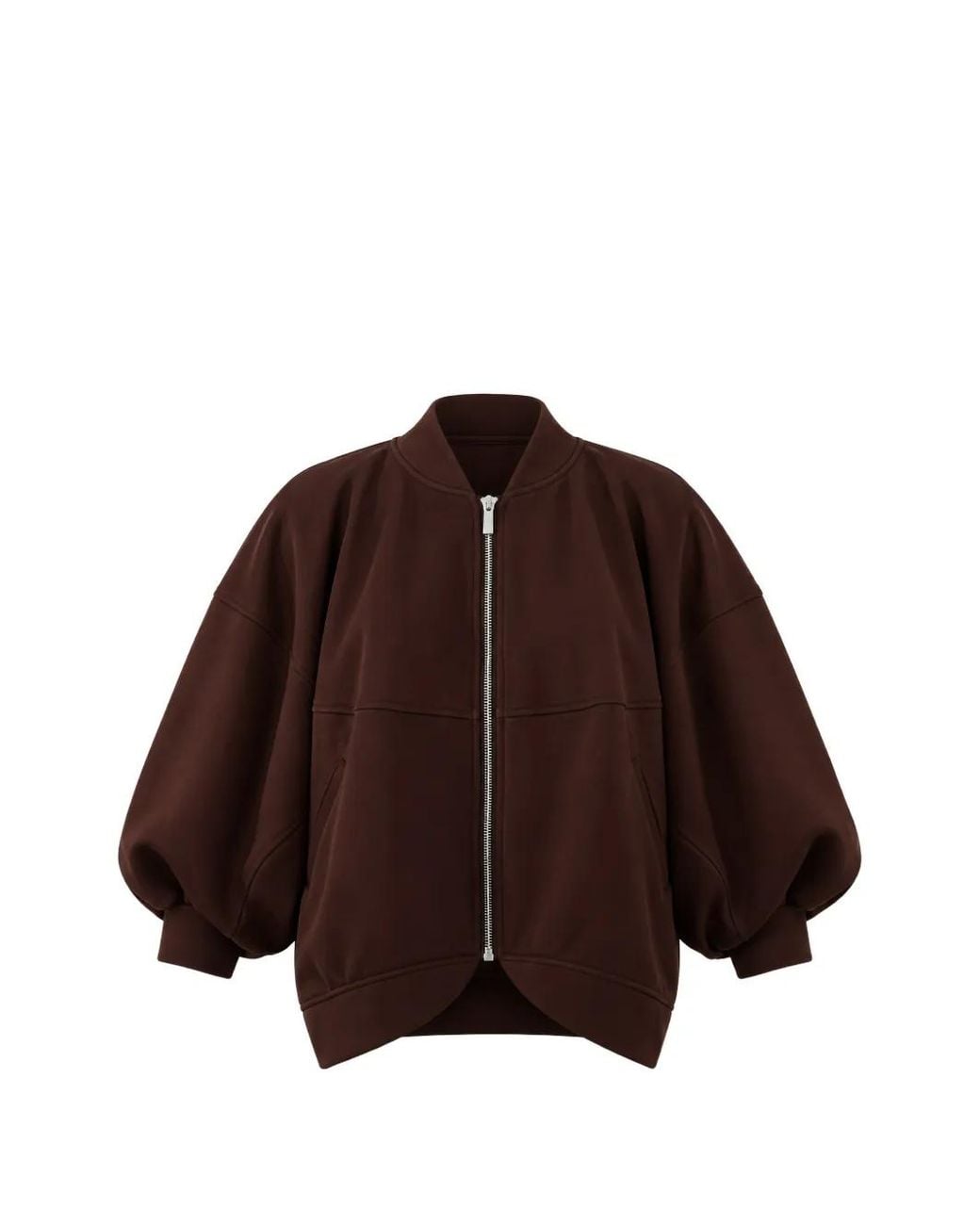 MEIMEIJ Brown Pleated Puff-Sleeve Jacket