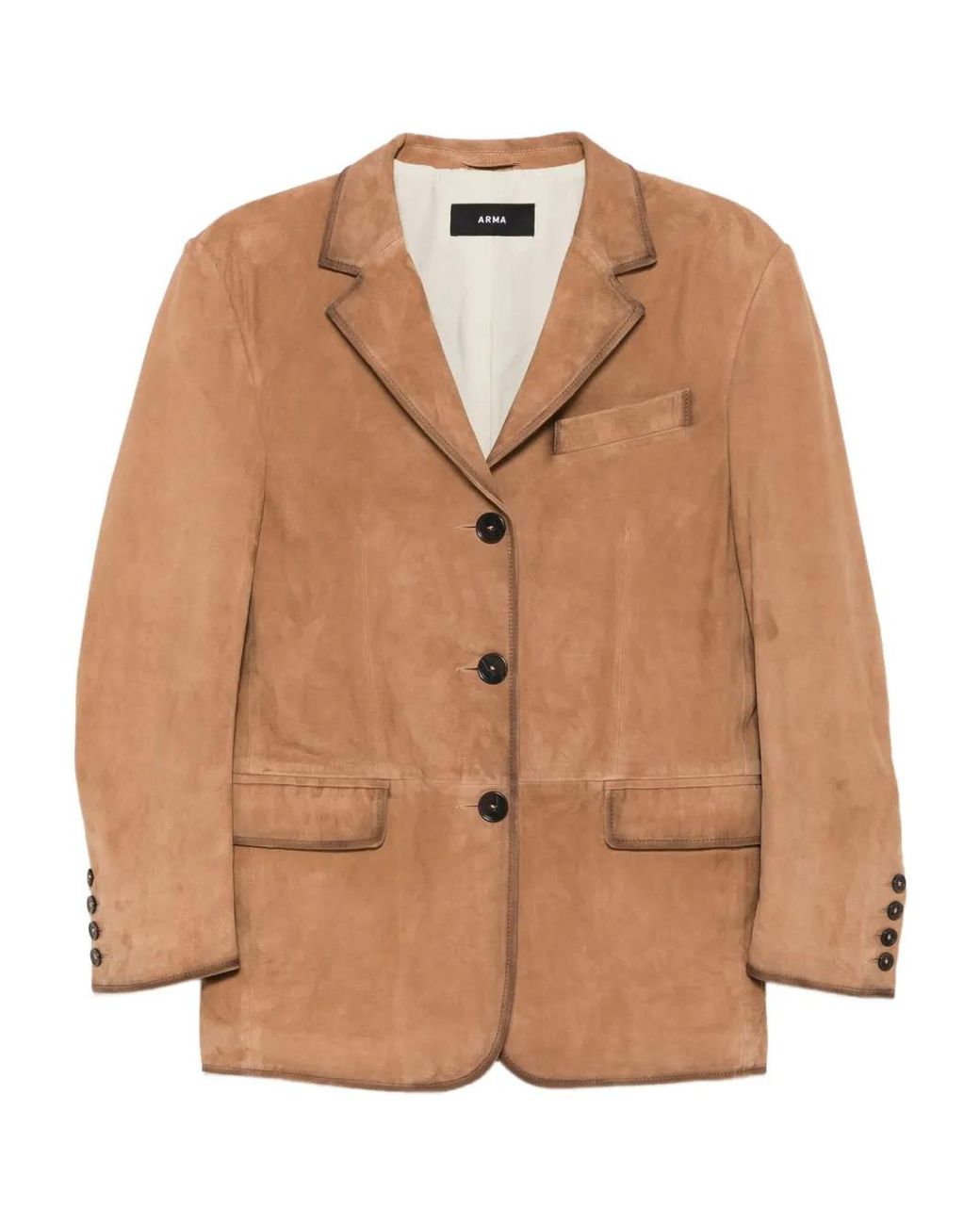 Arma Brown Suede Button-Detail Jacket