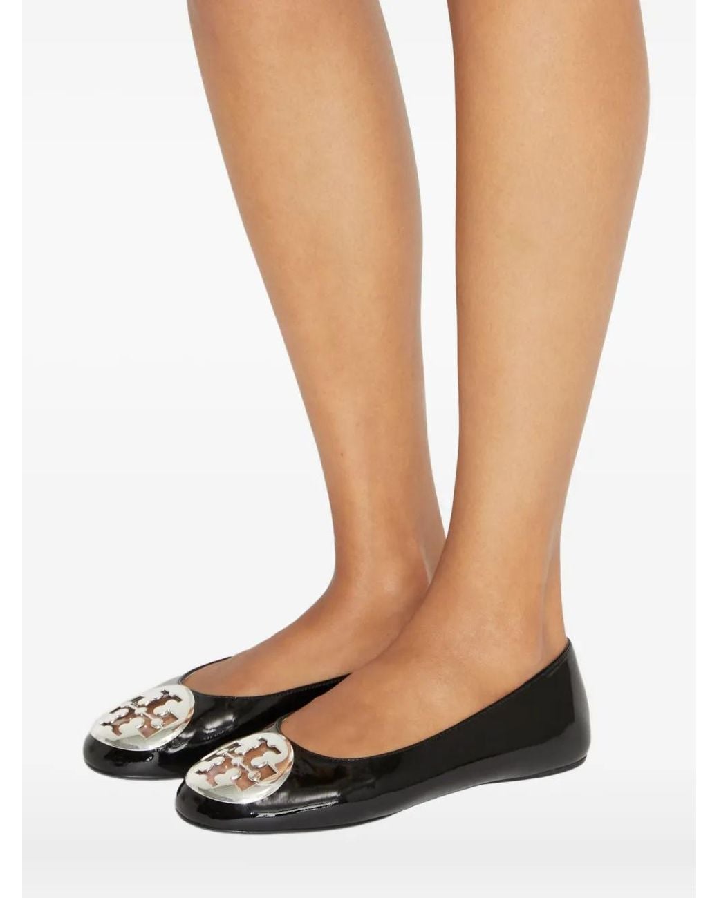 Tory Burch Black Reva Logo-Plaque Ballet Flats