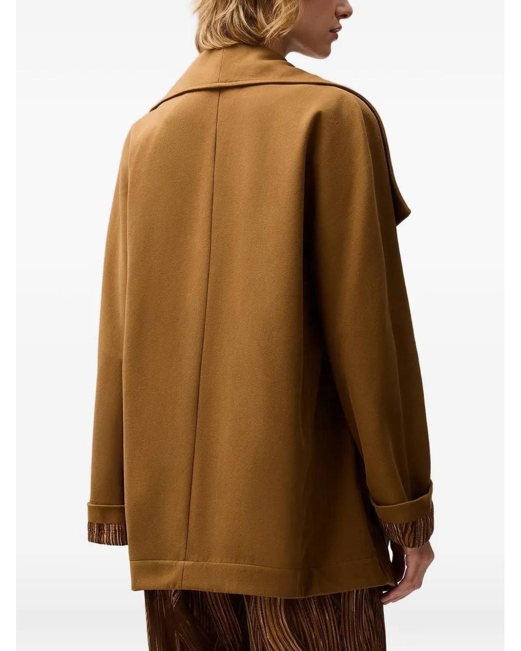 RETORI Brown Shawl-Collar Printed-Lining Jacket