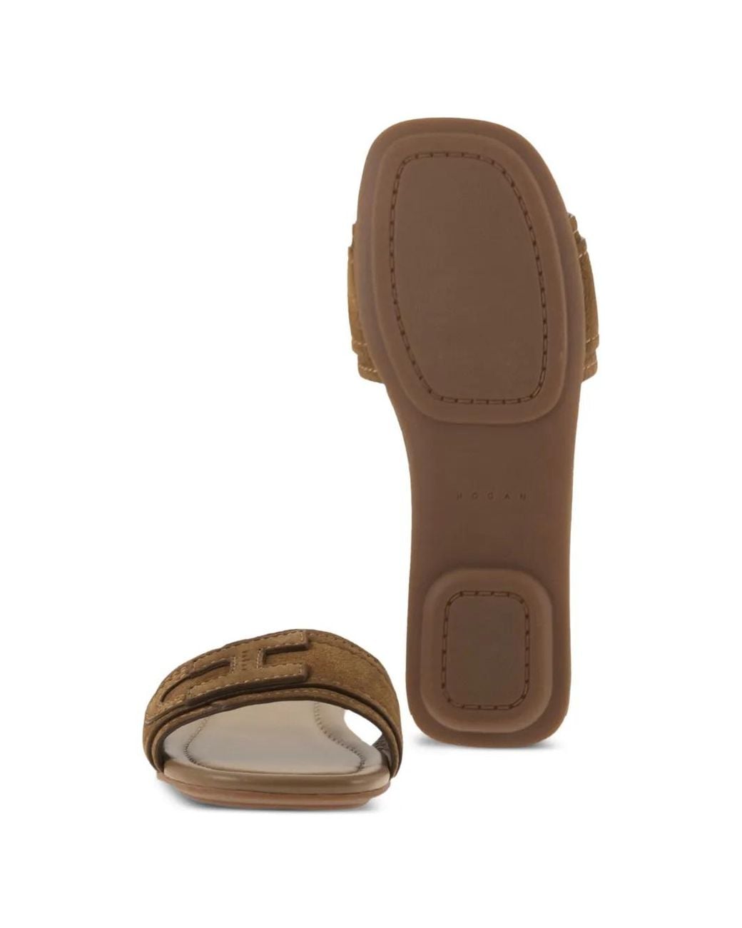 Hogan Brown H685 Suede Flat Mules