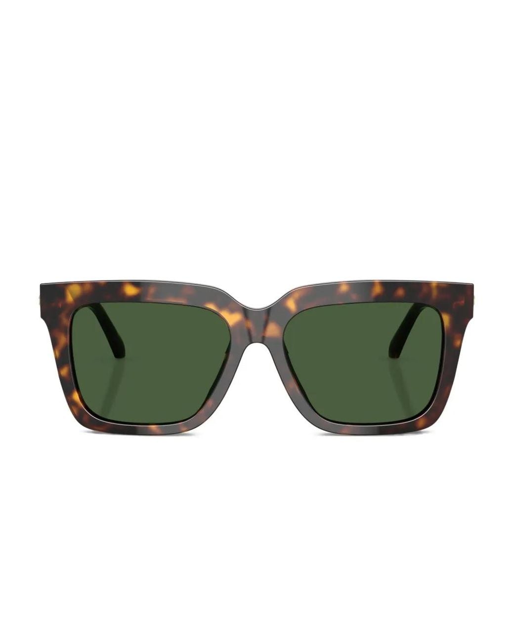 Versace Green Tortoiseshell-Effect Squared-Frame Sunglasses