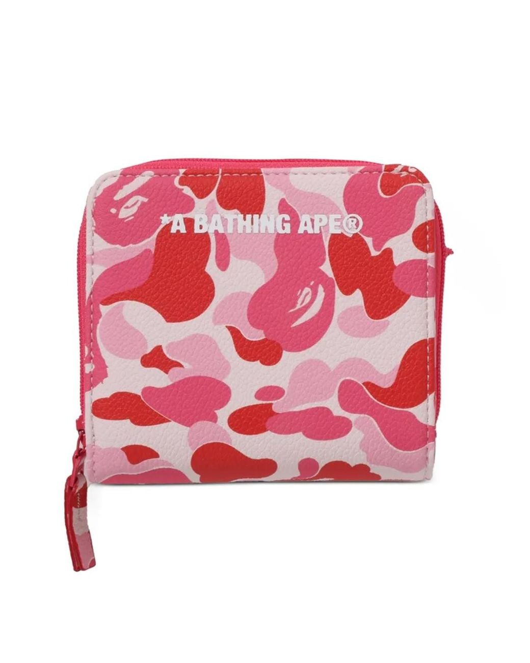 A Bathing Ape Red Mini Abc Camo Wallet for men