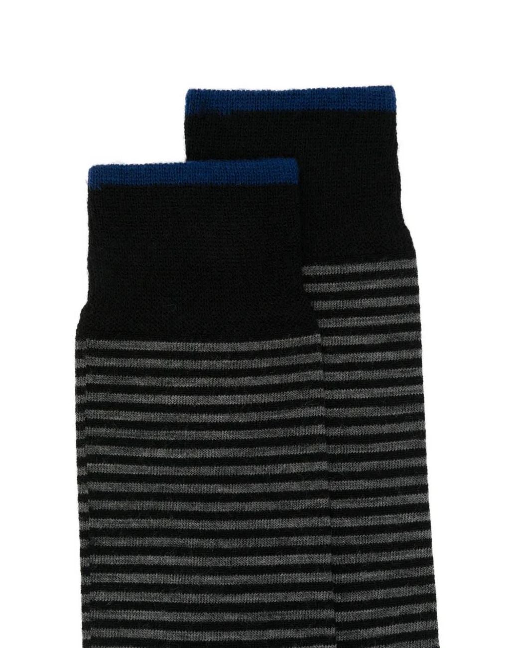 ANT45 Black Thin Short Striped-Knit Socks for men
