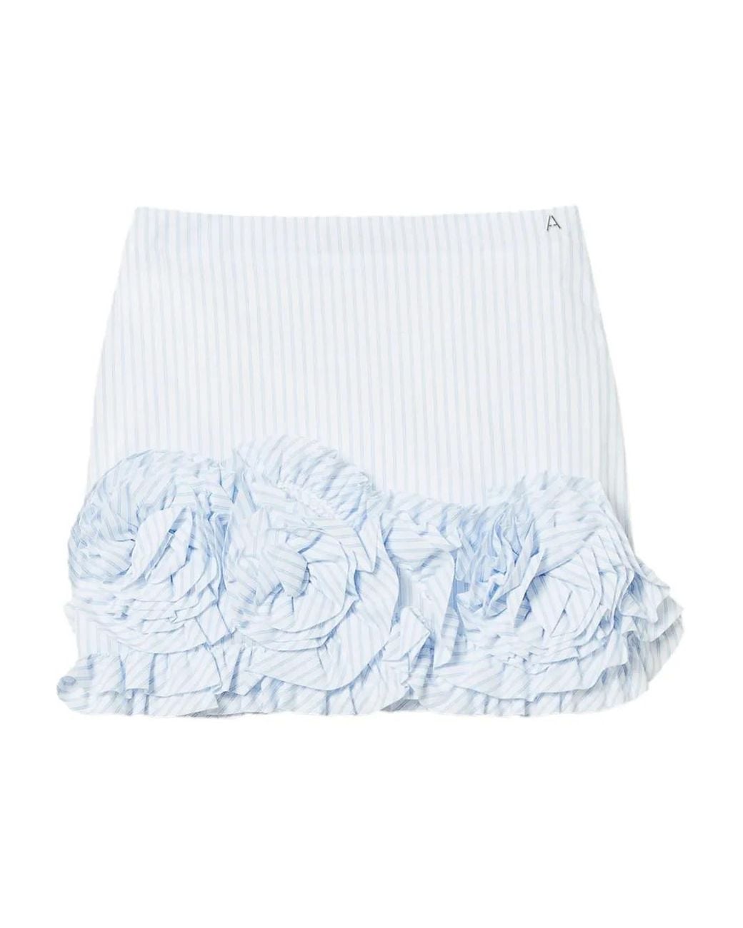 Twinset Blue Ruffle-Detail Miniskirt
