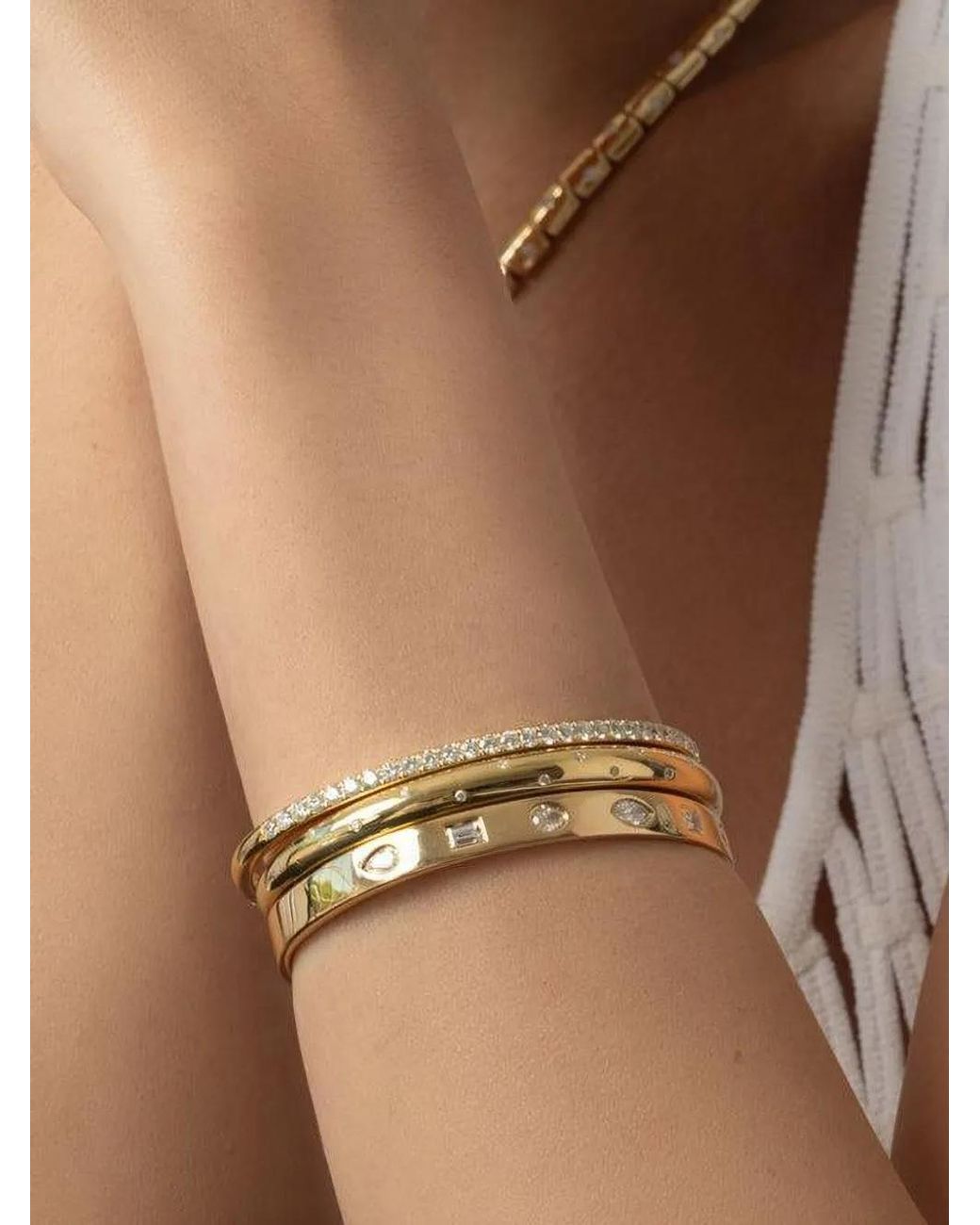 Kwiat Metallic Bracelet Jonc Orné De Diamants