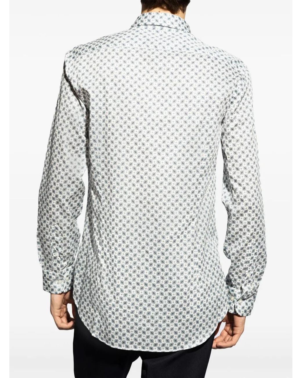 Etro White Cotton Shirt With Paisley Print for men