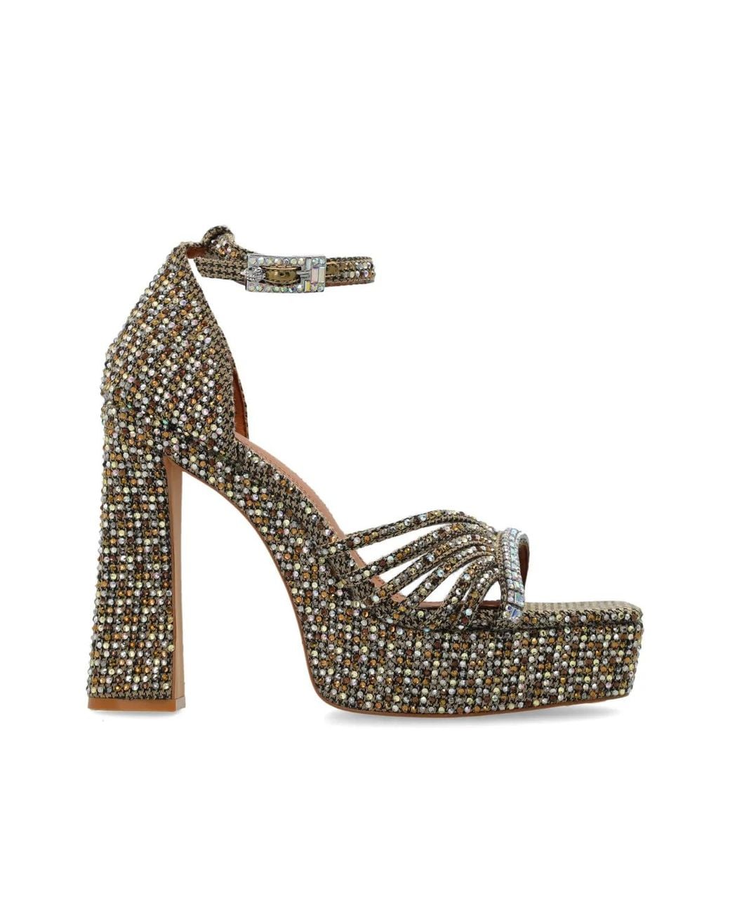 Kurt Geiger Metallic Platform Sandals "Crystal"