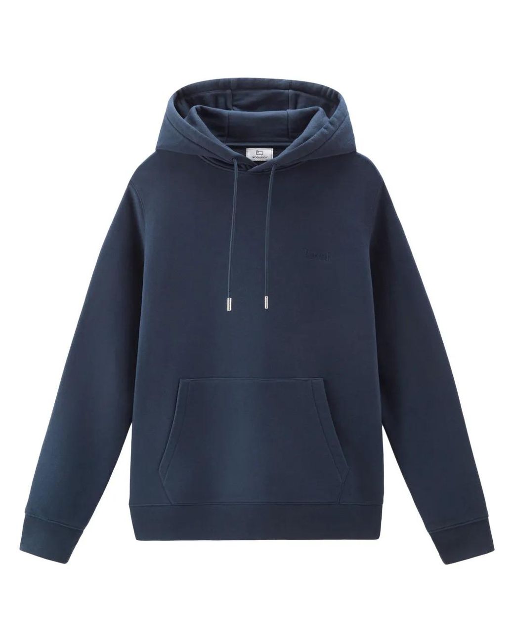 Woolrich Blue Cotton Blend Hoodie With Kangaroo Pocket for men