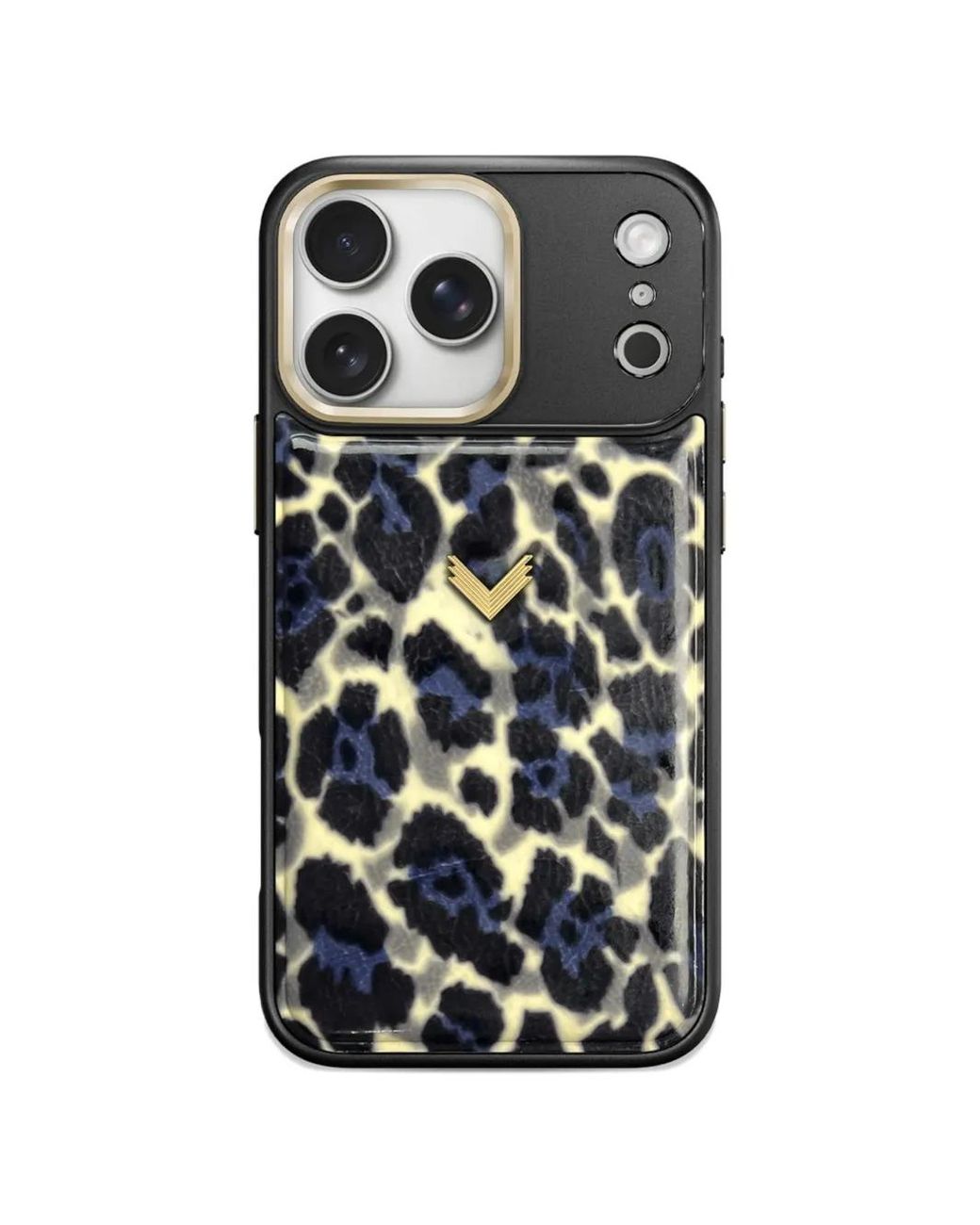 Velante Black Leopard-Print Leather Iphone 17 Pro Phone Case