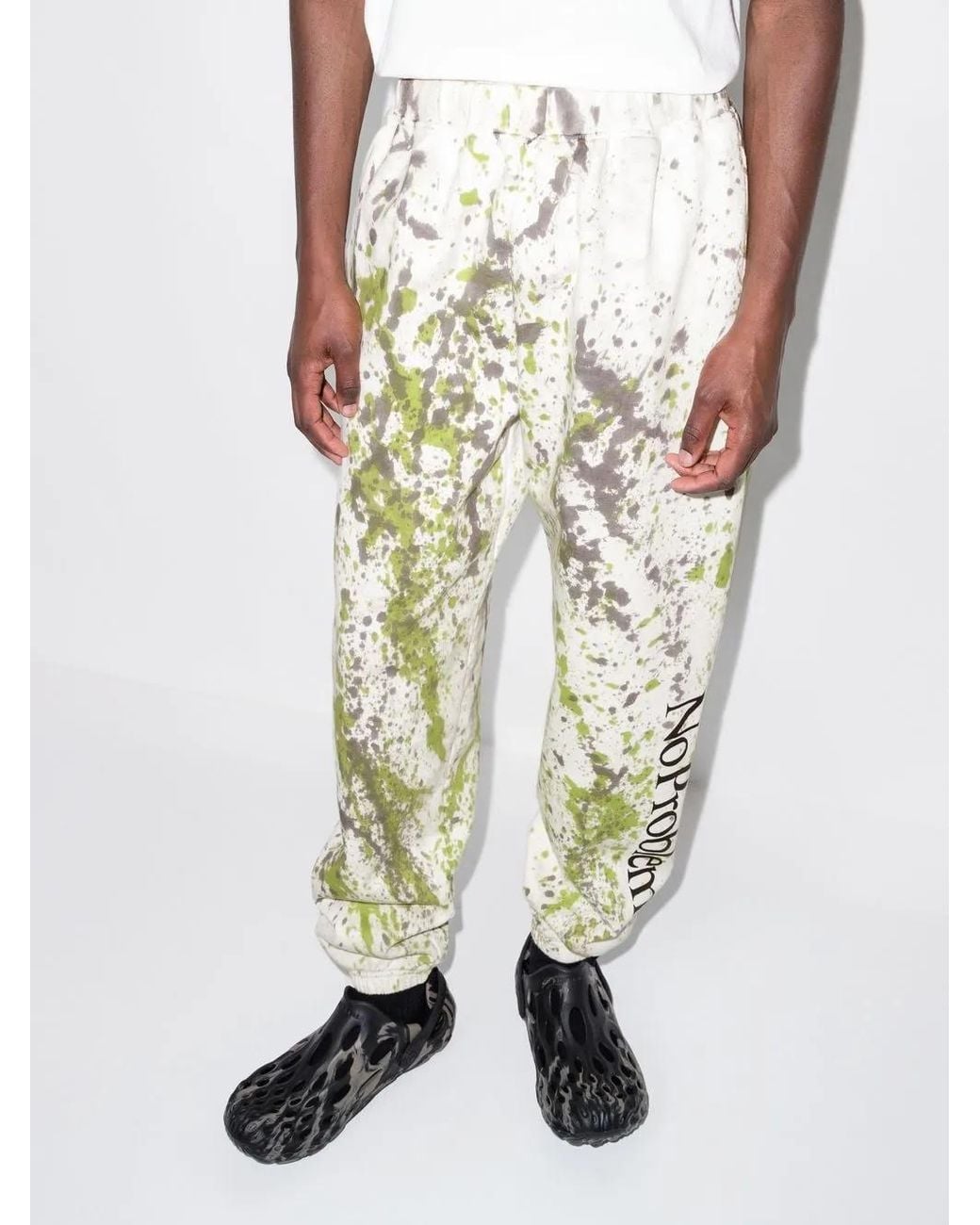 Aries White No Problemo Tie-Dye Track Pants for men