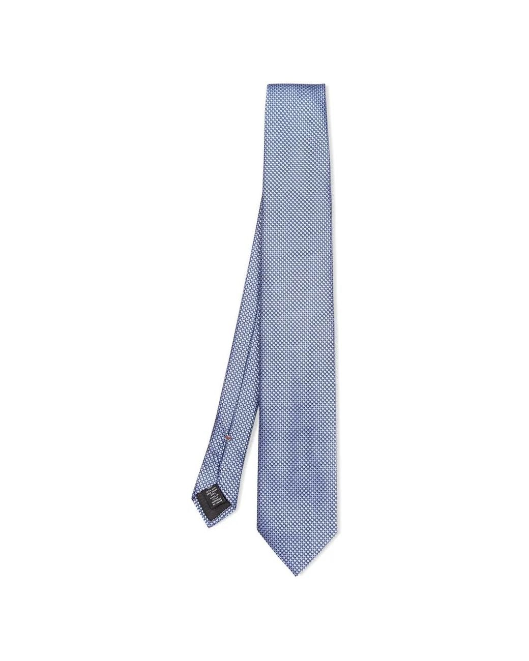 Zegna Blue Geometric-Pattern Silk Tie for men