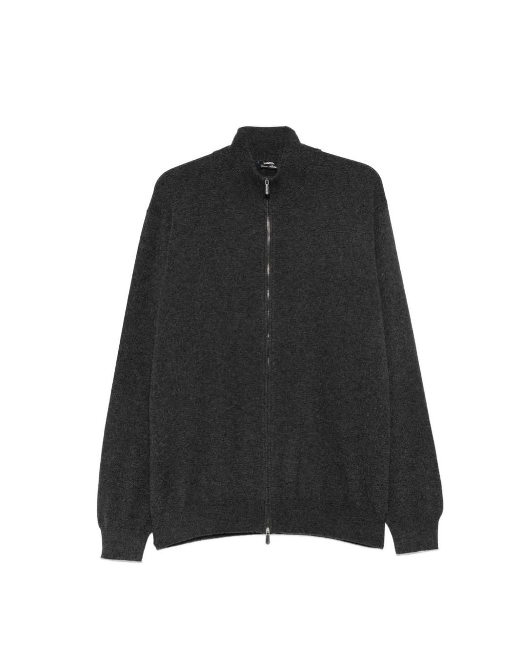 Cesare Attolini Black Zip-Up Knitted Cardigan for men