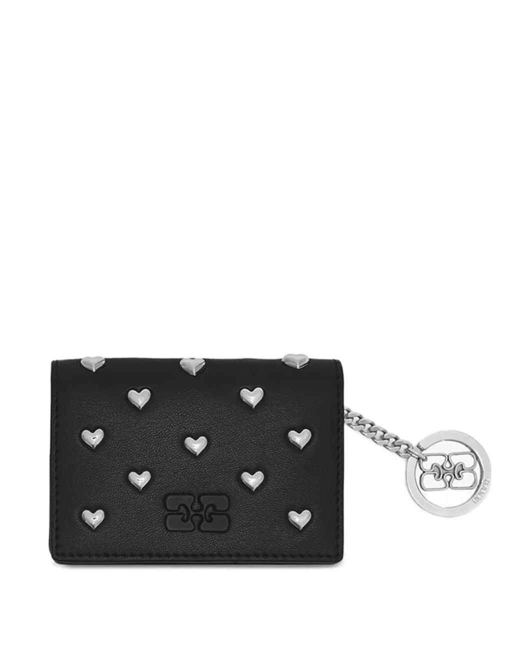 Ganni Black Leather Polyurethane Polyester Card Holder