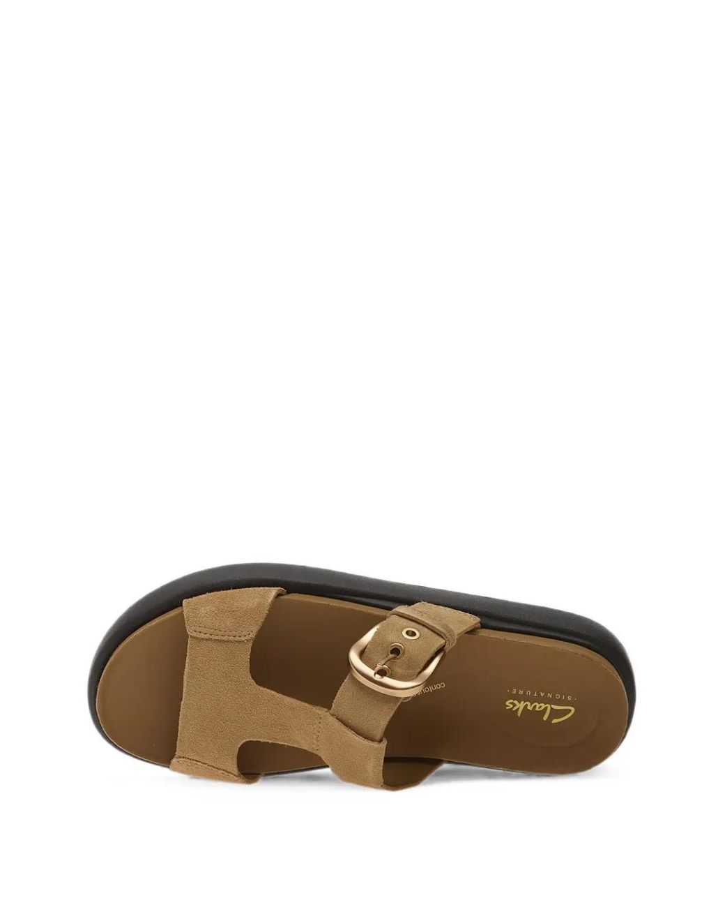 Clarks Brown Aristella West Buckle-Fastening Flat Sandals