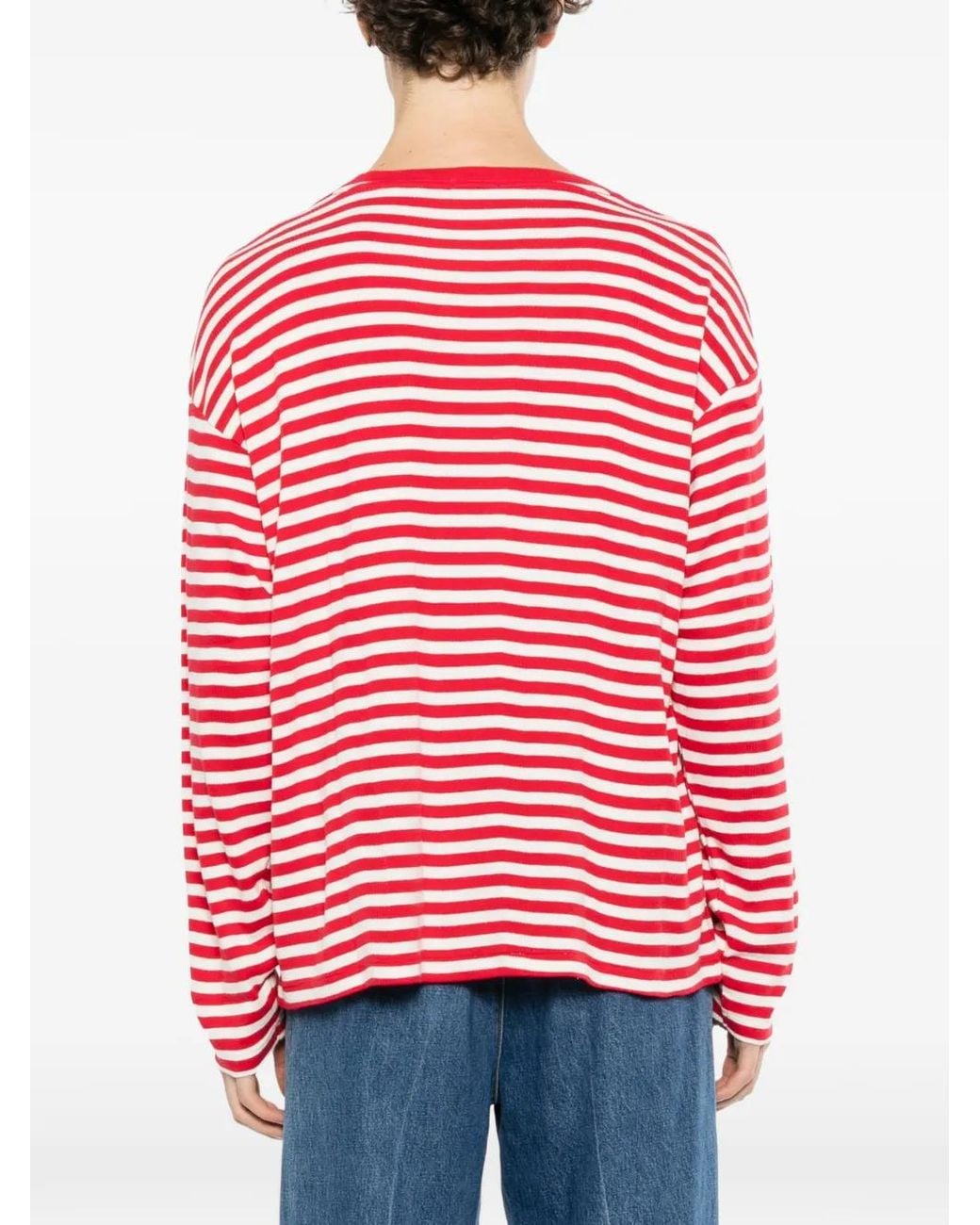 Bode Red Striped Long-Sleeve T-Shirt for men