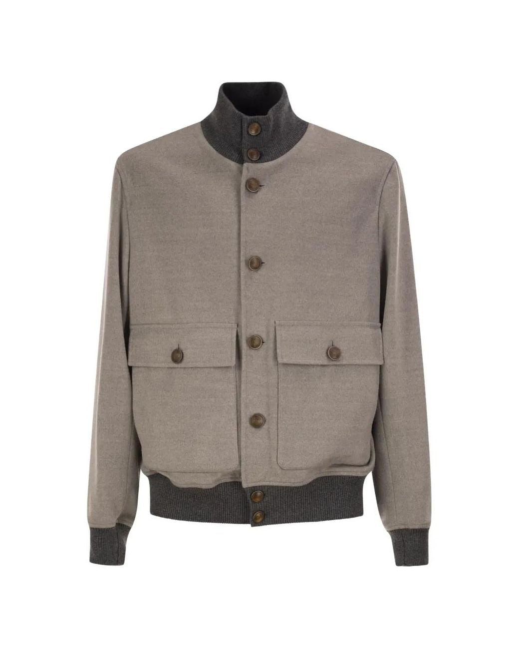 Brunello Cucinelli Gray Veste Bomber À Col Montant for men