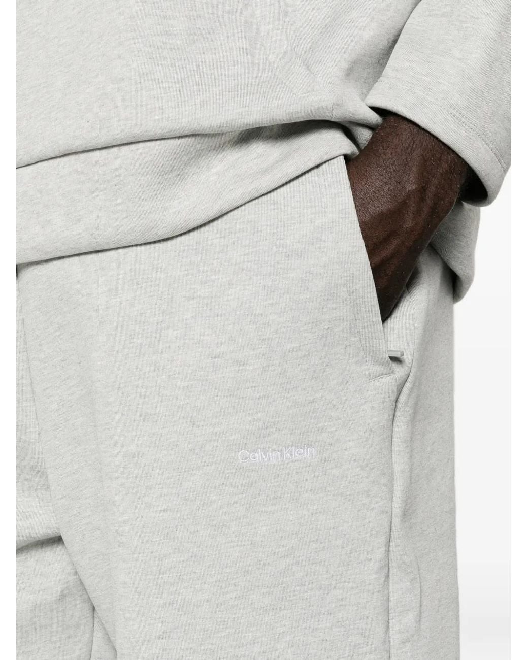 Calvin Klein White Raglan-Sleeve Pouch-Pocket Hoodie for men