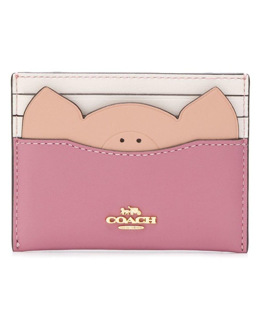 COACH Pig Cardholder in Pink | Lyst
