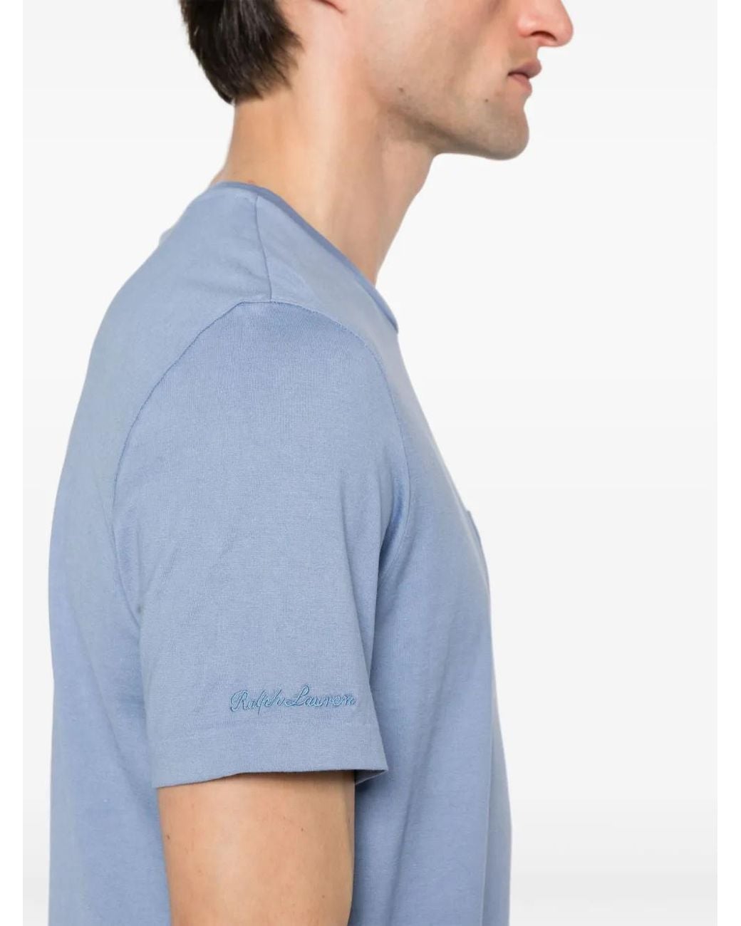 Ralph Lauren Blue Chest-Pocket Cotton T-Shirt for men
