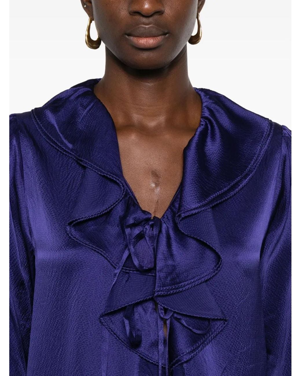 Blusa Con Volantes Bode de color Blue