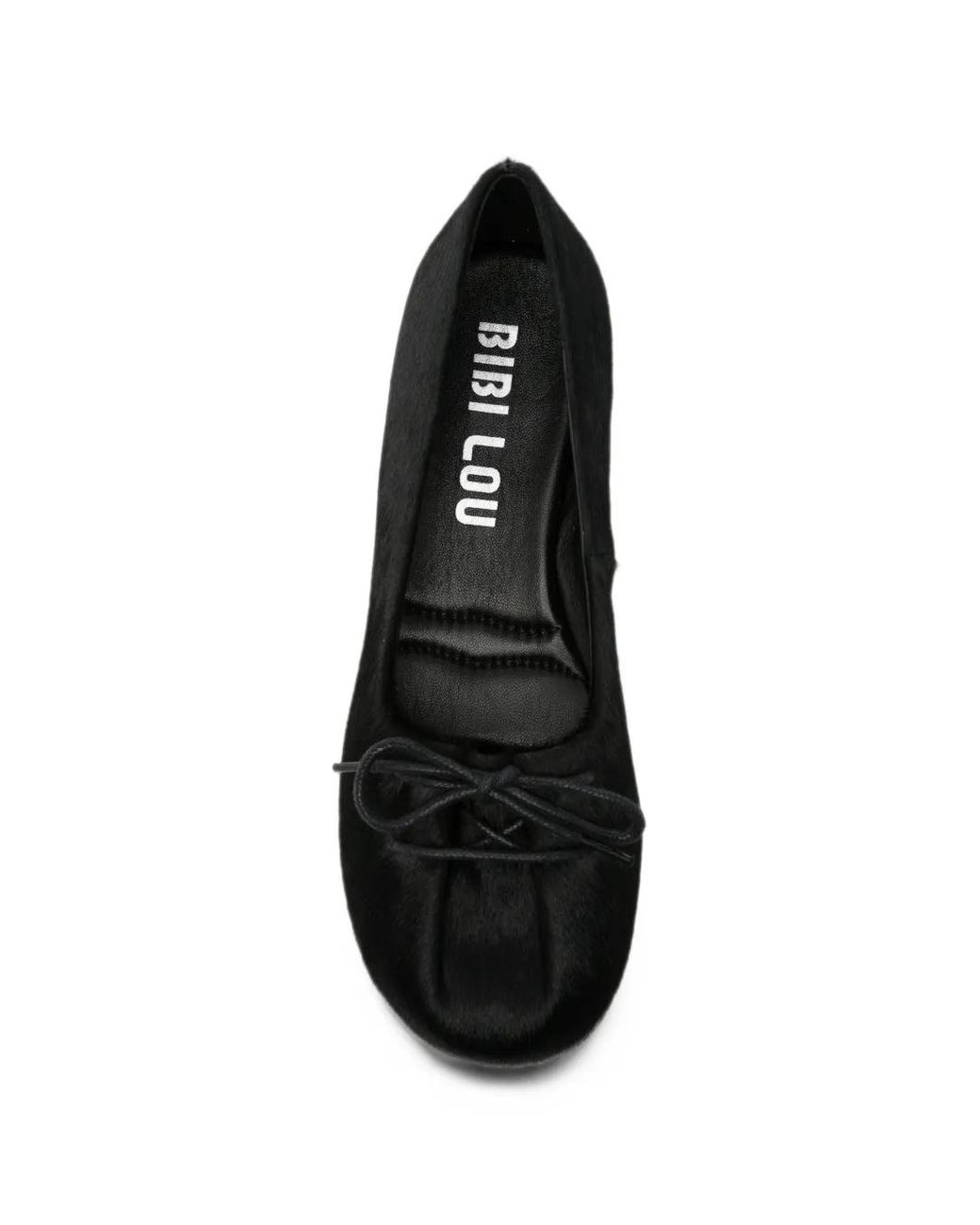 Bibi Lou Black Pao Bow-Detail Calf-Hair Ballet Flats