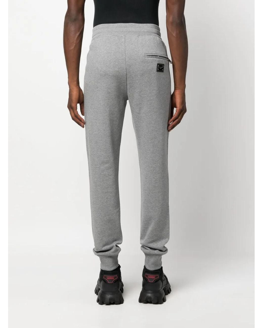 Dolce & Gabbana Gray Drawstring Cotton Track Pants for men