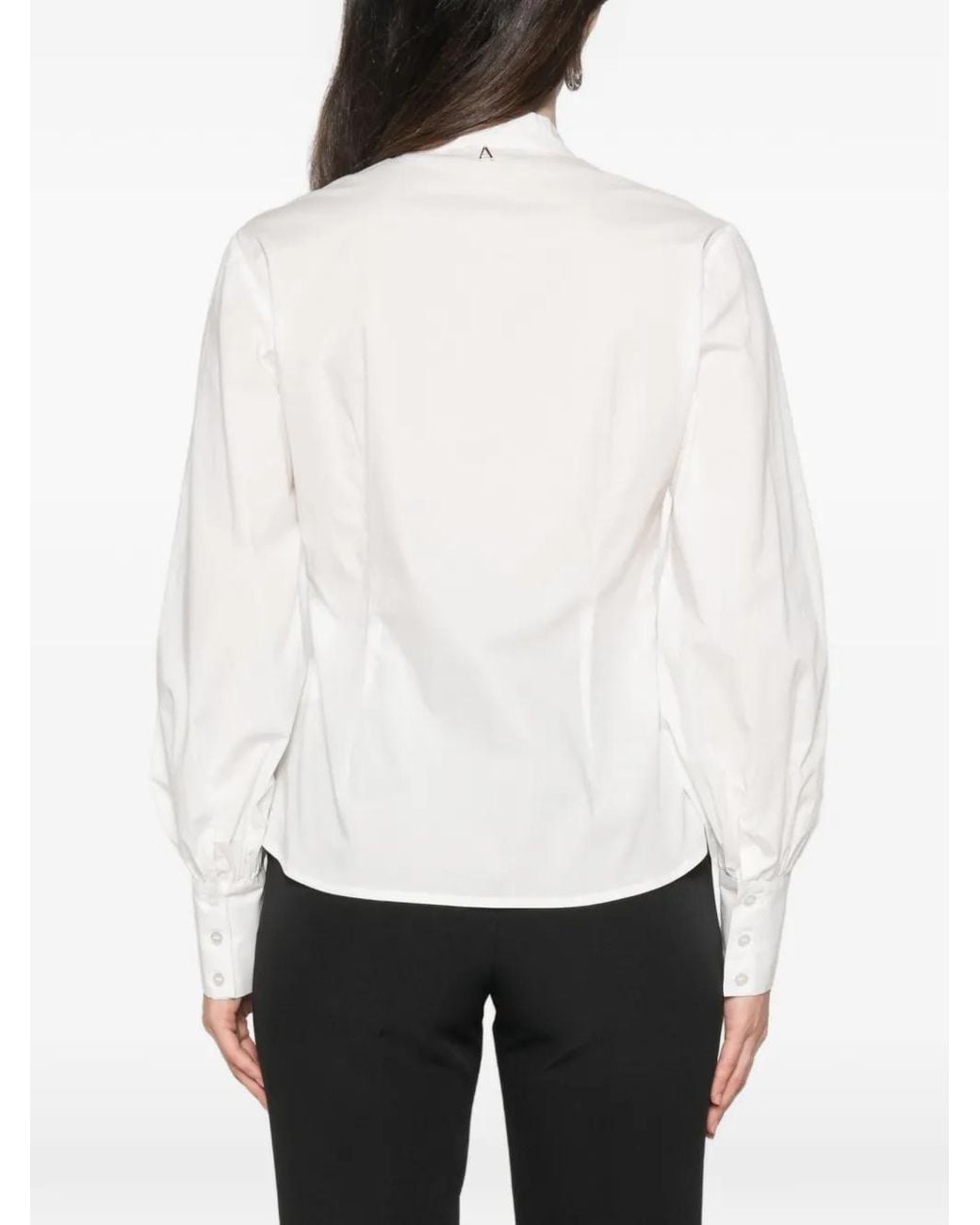 Twinset White Ruffle-Trimmed Puff-Sleeve Blouse