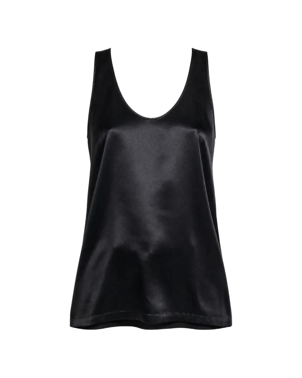 Danamé Black Satin-Finish Scoop-Neck Top